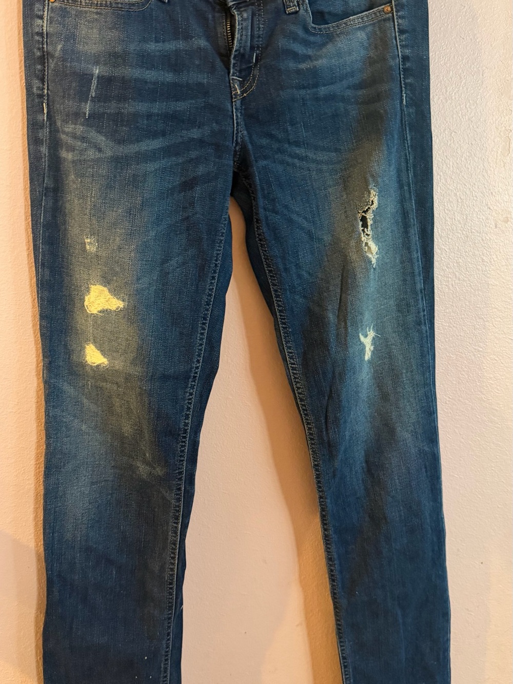 GAP Women's Dark Blue Distressed Skinny Jeans